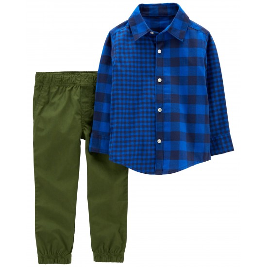 Carter's  Baby & Toddler 2-Piece Plaid Button-Front Shirt & Pant Set