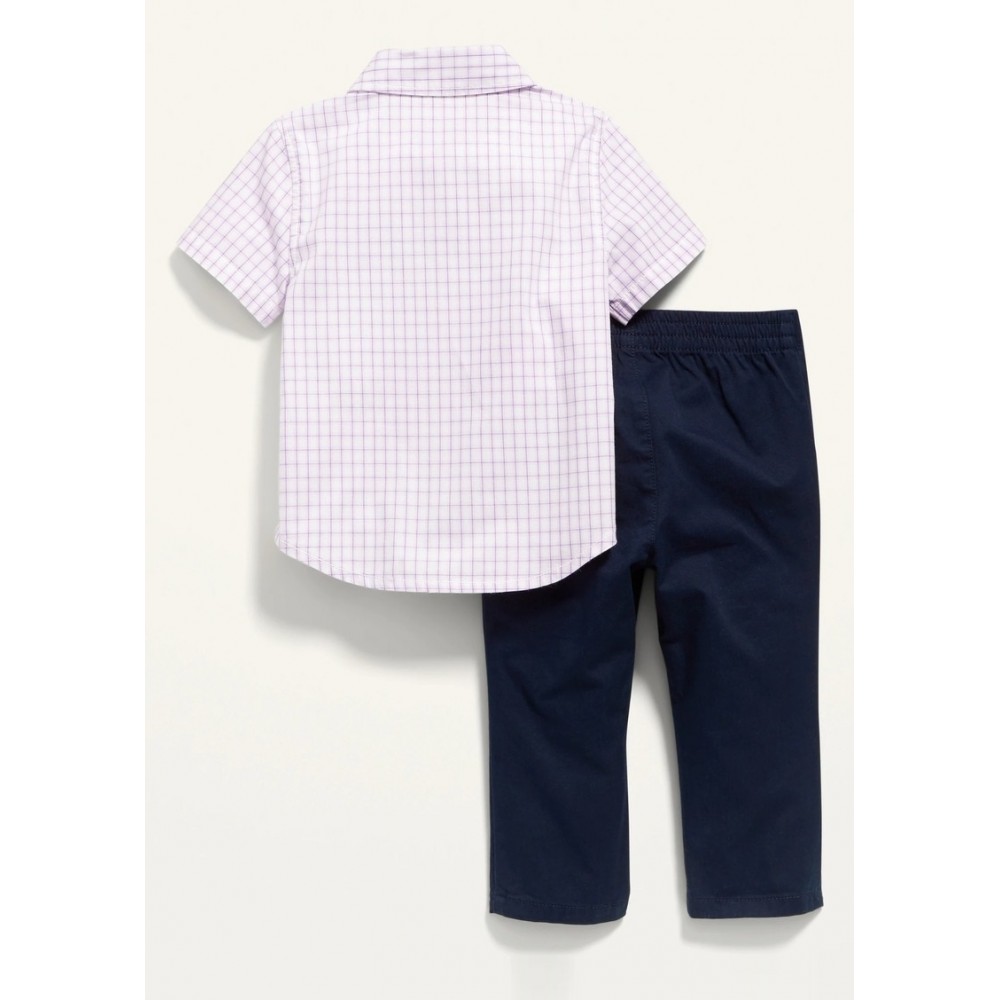 ShortSleeve Shirt, BowTie & Chino Pants 2Pack Set Baby Boy