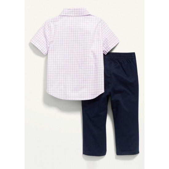 Short-Sleeve Shirt with  Bow-Tie & Chino Pants 2-Pack Set - Baby Boy 