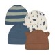 Gerber Baby Boys' 4pk Bear Caps - White/Navy Blue/Brown