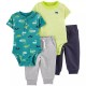 Carter's Boys' 4 Piece Bodysuit Pant Set - Green Chameleon