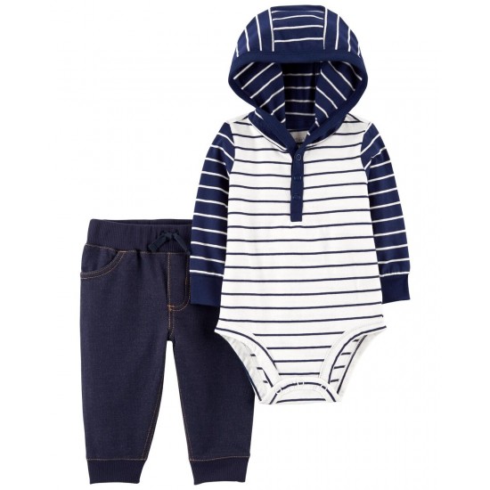 Carter's Baby 2-Piece Striped Hooded Bodysuit Pant Set, Carter's, Maysharp Babies & Kids