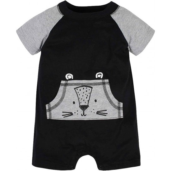 Gerber baby-boys 2-pack Rompers - Black Grey Tiger 