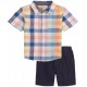 Kids Headquarters Baby Boy 2pc. Check Pattern Shirt and Twill Shorts Set