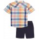 Kids Headquarters Baby Boy 2pc. Check Pattern Shirt and Twill Shorts Set