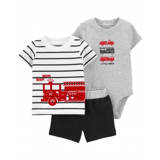 Carter's 3-Piece Firetruck Little Short Set