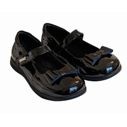 Sharp Edge Girls Bow Patent Mary-Jane Flats - School or Dress wear 