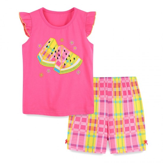 Girl's Watermelon Print T-shirt and Shorts Set- 2T to 7 Years