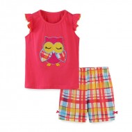 Girl's Owl Print Tee with Shorts Set - 2T to 7 Years