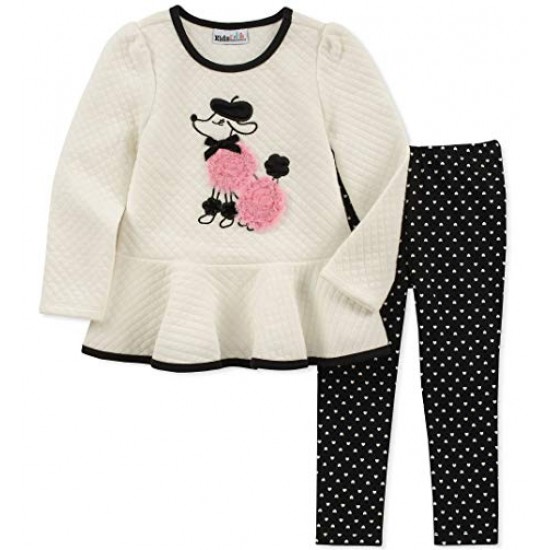 Kids Headquarters Baby Girls 2 Pieces Legging Set - White/black