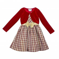 Rare Editions Baby Girls Plaid Dress with Cardigan 