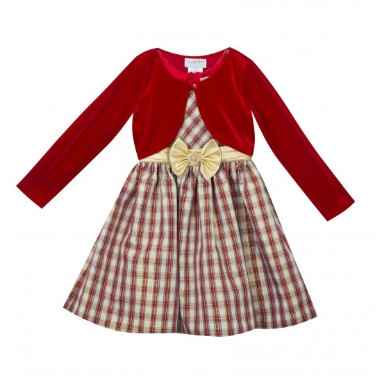 Rare Editions Baby Girls Plaid Dress with Cardigan 