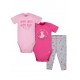 Gerber Short Sleeve Bodysuits and Pant Set 3pc Pink