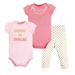 Little Treasure Bodysuit and Pants Set - 3 Piece Set - Sparkling