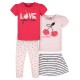 Gerber Baby Girls T-Shirts + Skort +  Leggings 4pc Outfit Set - Cherries