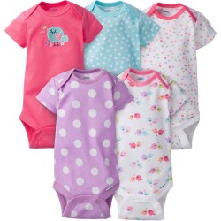 Gerber Onesies 5-Pack Girls Bird Short Sleeve Bodysuits 