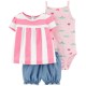 Carter's Baby Girl 3-Piece Strpled Little Short Set