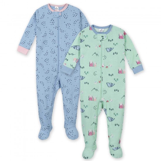 Gerber 2-Pack Baby Girls Girl Camping Snug Fit Footed Pajama