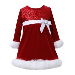 Bonnie Jean Velvet Santa Dress -  Baby Girls 