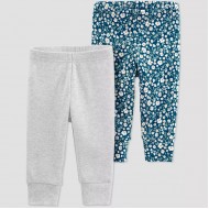 Baby Girls' 2pk Floral Pull-On Pants Off-White/Gray  - Just One You - Just One You