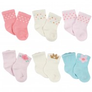 Gerber 6-Pack Baby Girls Princess Wiggle-Proof Jersey Crew Socks