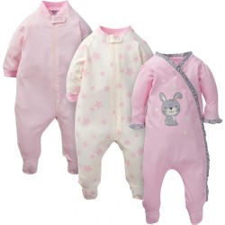 Gerber 3-Pack Girls Twinkle Bunny Organic Sleep N' Play