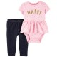 Carter's 2-Piece Happy Peplum Bodysuit & Pants Set - Baby Girl 