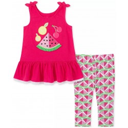 Kids Headquarters 2-Piece Watermelon Tunic & Printed Capri Leggings Set - Girls 