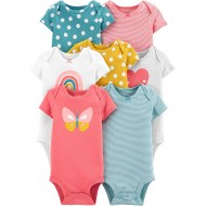 Carter's Butterly Rainbow  7-Pack Short-Sleeve Bodysuits  - Baby Girls 