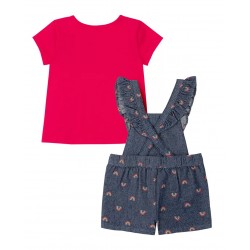 KIDS HEADQUARTERS Girl 2-piece Printed Chambray Shortalls and T-shirt - Baby Girls 