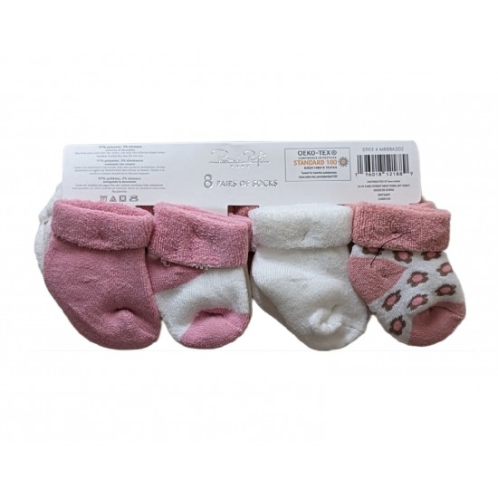 Rene Rofe  8 Pairs Baby Girl Sock - Multipink  0-6M