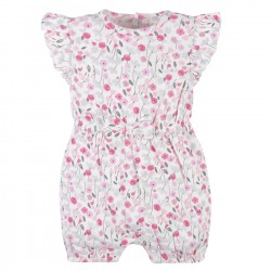 Gerber Baby Girls Comfy Stretch Roses & Bunnies Romper