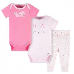 Gerber 3-Piece Baby Girls Summer Blossom Bodysuits & Pants Set