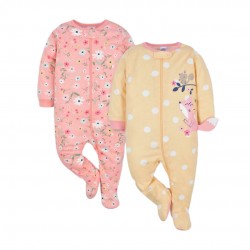 Gerber Baby 2pk Zip-Front Floral Sleep N' Play - Yellow/Orange