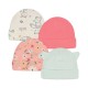 Gerber Baby Girls' 4pk Fox Caps - White/Orange/Light Blue