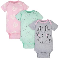 Gerber 3-Pack Baby Girls Bunny Bodysuits