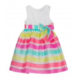 Rare Editions Girls Sleeveless Stripe Organza Dress