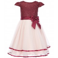 Rare Editions  Glitter Bodice Tiered Ribbon Skirt Dress - Little Girls 2T-6X