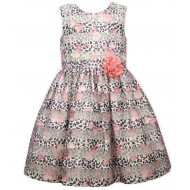 Bonnie Jean CORAL ROSES ANIMAL PRINT Burnout Organza Dress