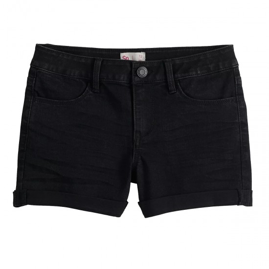 Little Girls SO Cuffed Jean Shorts - DENIM BLACK