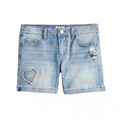 Girls  Distressed Shorts by SO - Rainbow Heart 