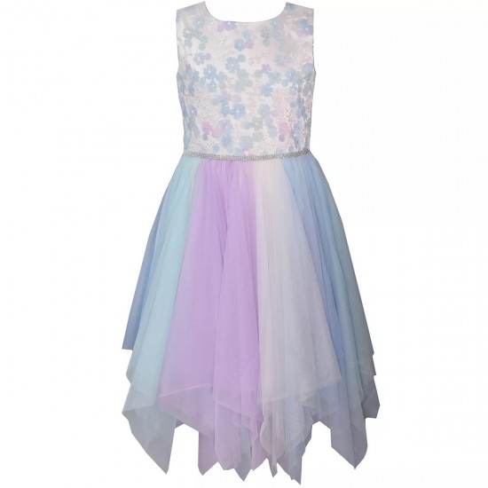 Bonnie Jean Rainbow Fairy Hem Dress - Little Girls 