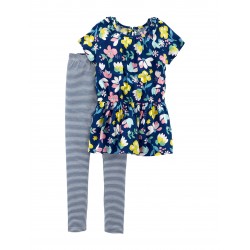 Carter's 2-pc. Striped Floral Top & Leggings Set - Girls 4-6X