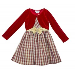 Rare Editions Girls 4-6x Burgundy Gold Plaid Cardigan Dress 