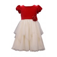 Red Cascade Stretch Toddler Girl's  Dress 
