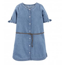 Carter's Girls Short Sleeve Shirt Denim Dress 