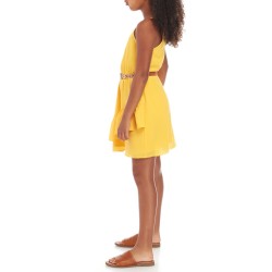 Amy Byer Girls Mustard Belted Dress