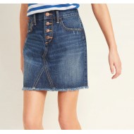 High-Waisted Button-Fly Frayed-Hem Jean Skirt for Girls By Old Navy 