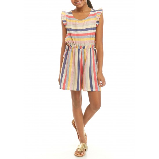 My Michelle Girls 7-16 Multi Stripe Woven Romper