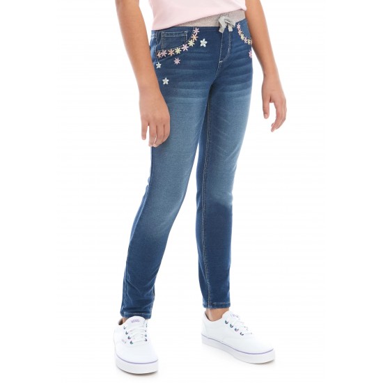 Girls  Waist with Daisy Knit Denim Leggings by Crown & Ivy